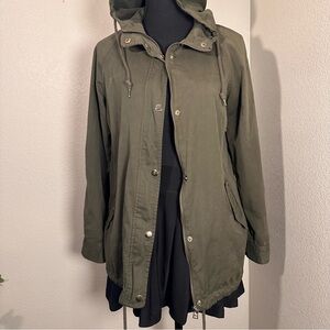 VINTAGE Forever 21 Khaki Green Hooded Jacket With Double closure and waist cinch